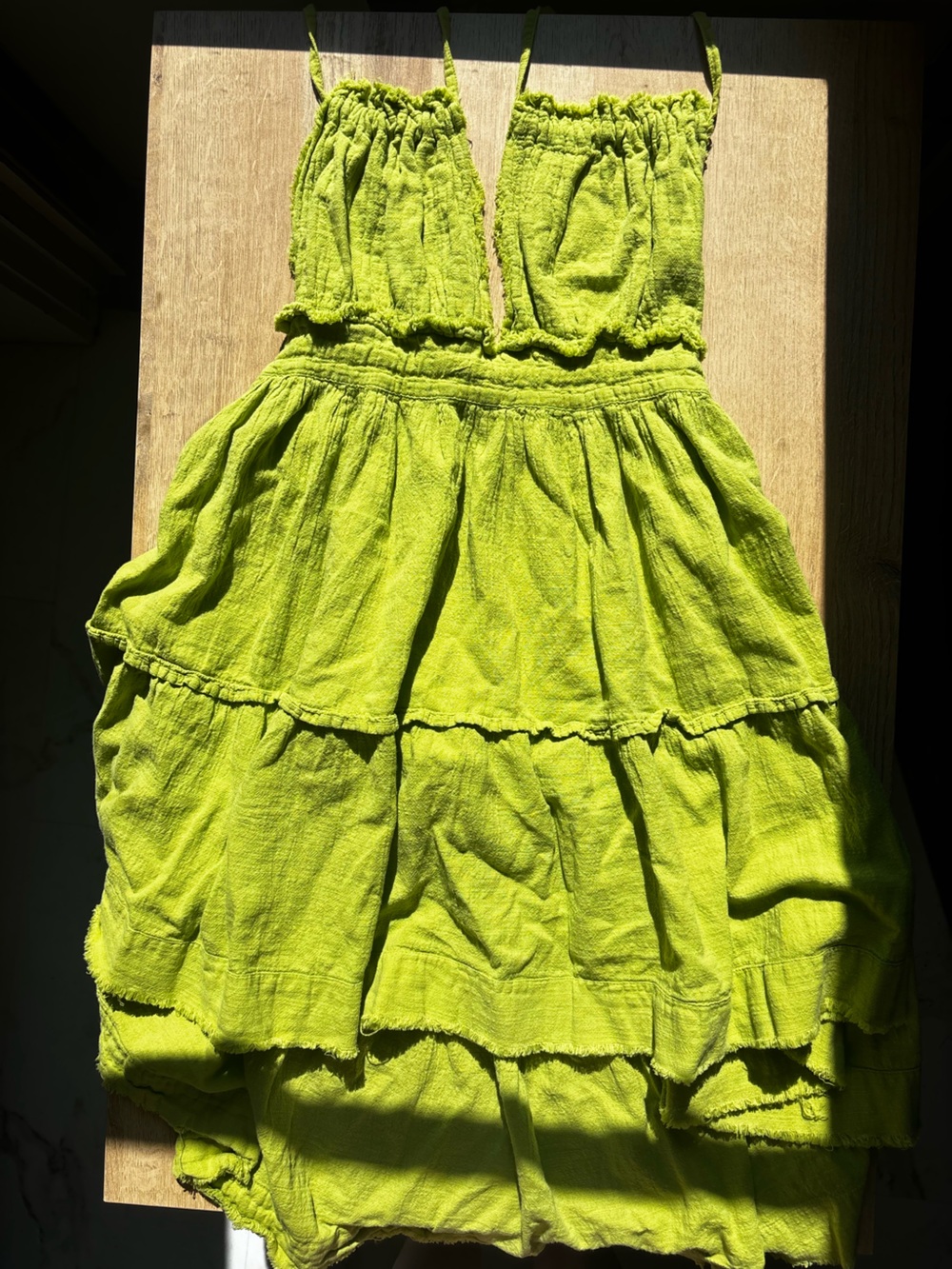 Boho Peruvian Green Tiered Halter Dress
